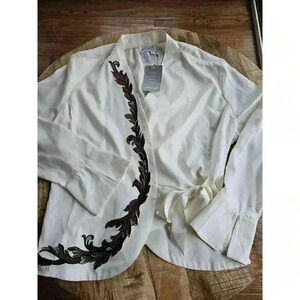 Coldwater Creek SPIRIT Silk Blend Blazer Womens Size 14 NWT Embroidered